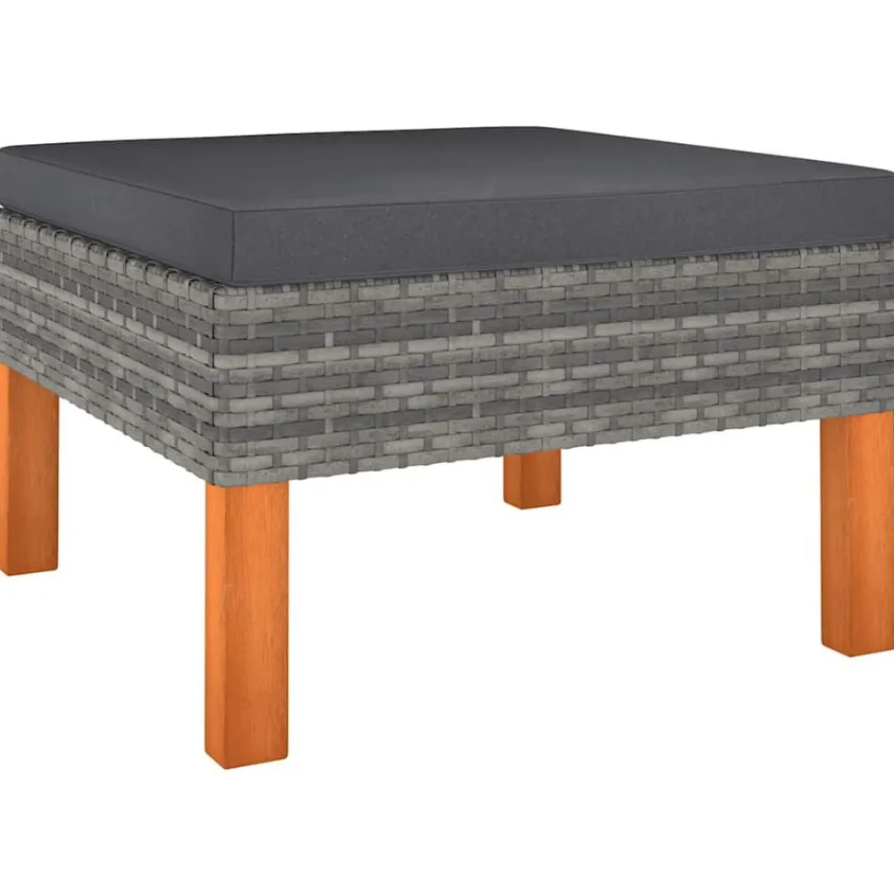 Voetenbank poly rattan en massief eucalyptushout>vidaXL Discount