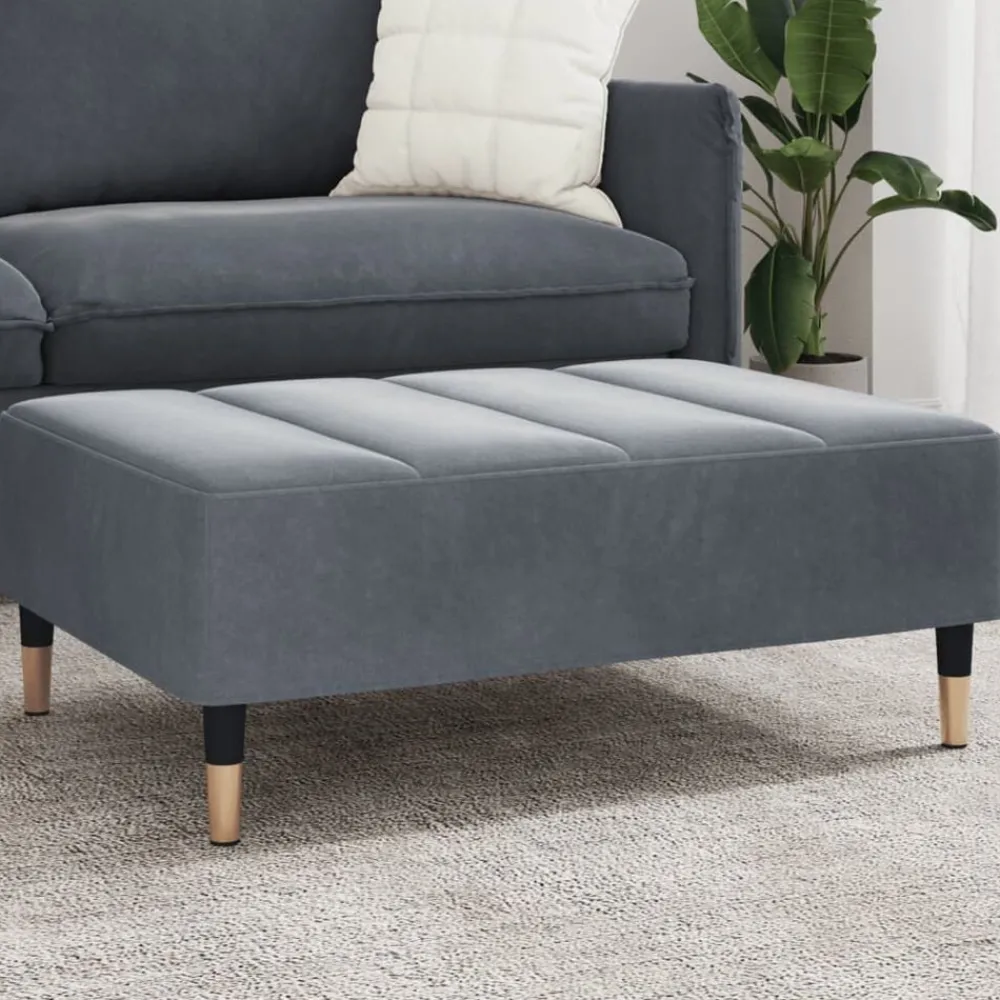 Poefs*vidaXL Voetenbank 77x55x31 cm fluweel Donkergrijs