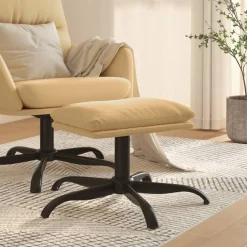 Poefs*vidaXL Voetenbank 60x60x36 cm microvezelstof crèmekleurig Cr&egrave;me
