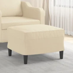 Poefs*vidaXL Voetenbank 60x50x41 cm stof crèmekleurig Cr&egrave;me