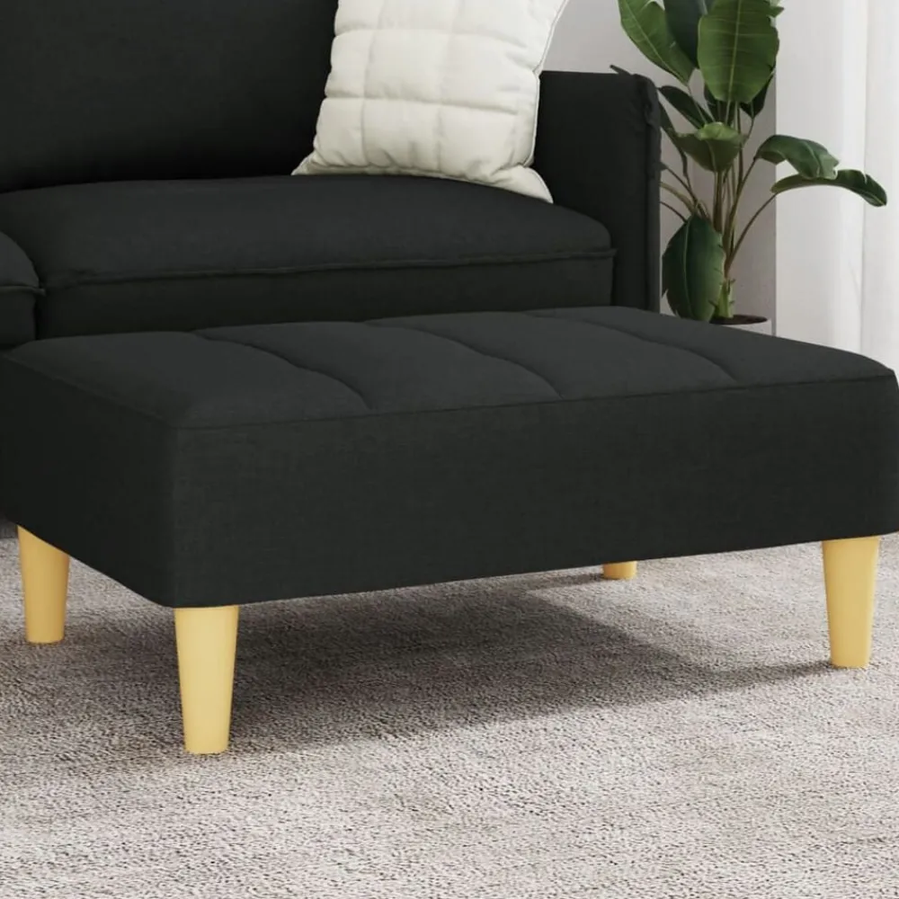 Poefs*vidaXL Voetenbank 77x55x31 cm stof Zwart