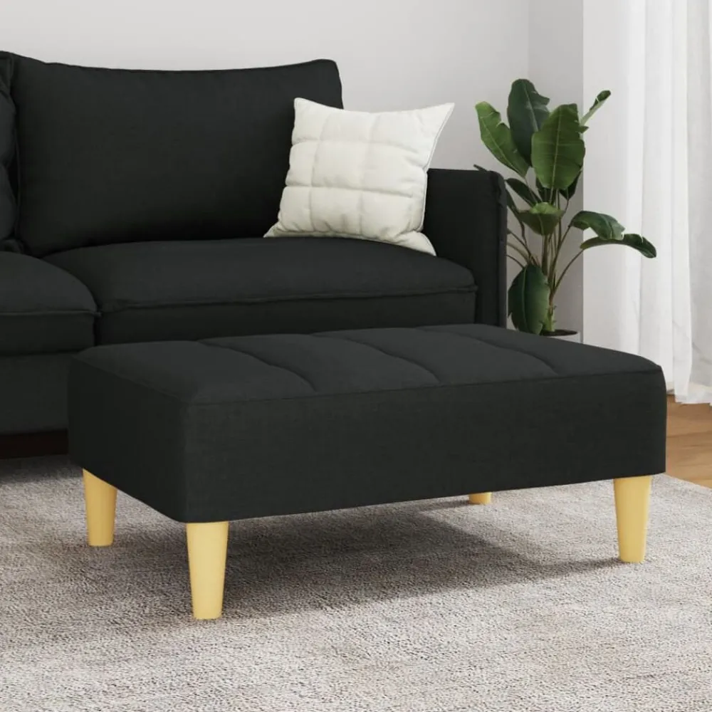 Poefs*vidaXL Voetenbank 77x55x31 cm stof Zwart