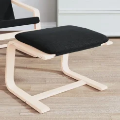 Poefs*vidaXL Voetenbank 51x41x40 cm stof zwart Zwart en bruin