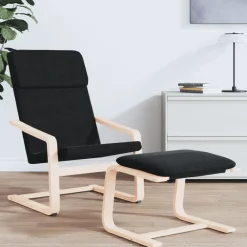Poefs*vidaXL Voetenbank 51x41x40 cm stof zwart Zwart en bruin