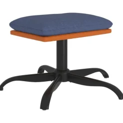 Poefs*vidaXL Voetenbank 60x60x36 cm stof en kunstleer blauw Blauw en bruin