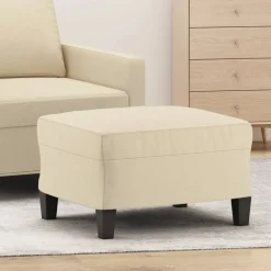 Poefs*vidaXL Voetenbank 60x50x41 cm stof crèmekleurig Cr&egrave;me