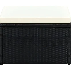 Poefs*vidaXL Voetenbank/poef zwart 53x53x30 cm poly rattan Zwart en crème