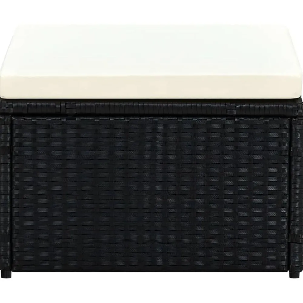 Poefs*vidaXL Voetenbank/poef zwart 53x53x30 cm poly rattan Zwart en crème