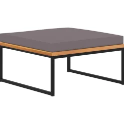 Poefs*vidaXL Voetensteun met kussen 66x66x36 cm acaciahout donkergrijs
