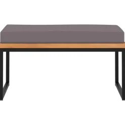 Poefs*vidaXL Voetensteun met kussen 66x66x36 cm acaciahout donkergrijs