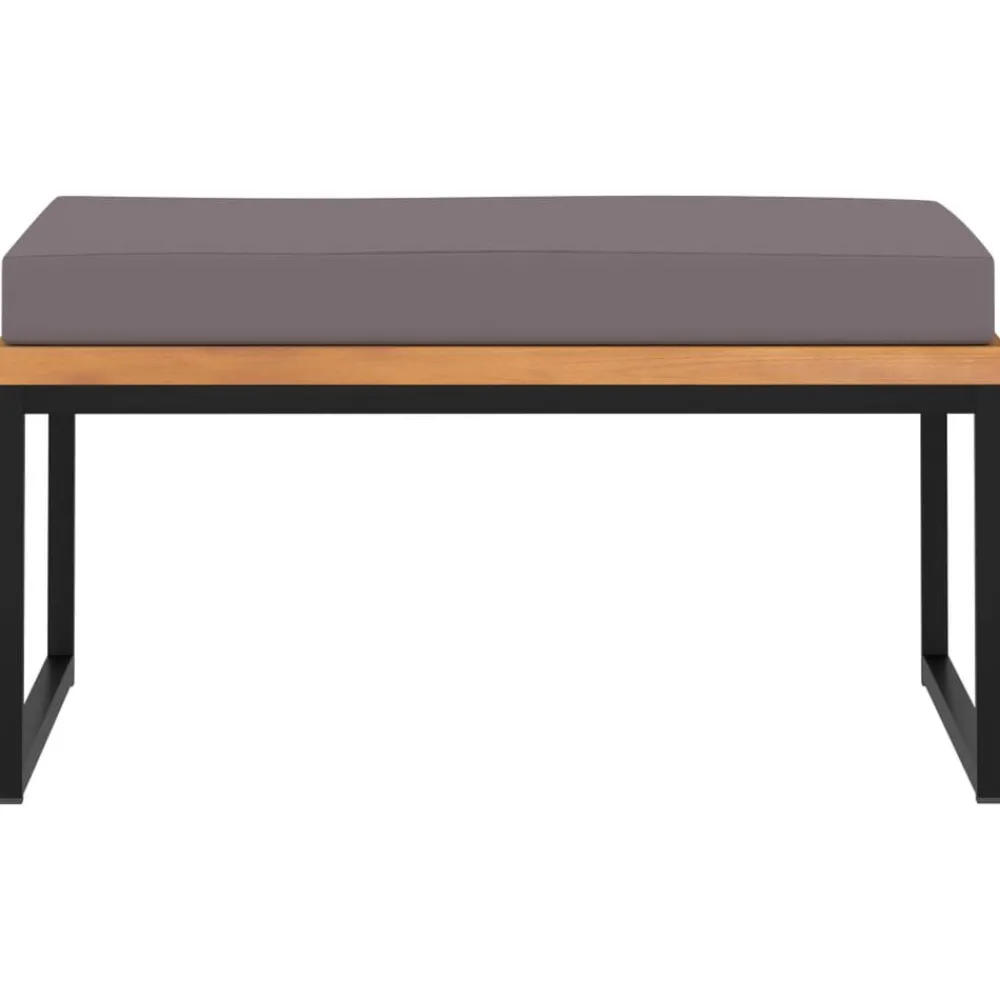 Poefs*vidaXL Voetensteun met kussen 66x66x36 cm acaciahout donkergrijs