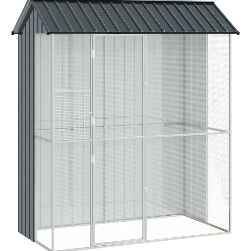 Huisdierbenodigdheden*vidaXL Vogelkooi 215 x 110 x 247 cm Gegalvaniseerd staal Antraciet