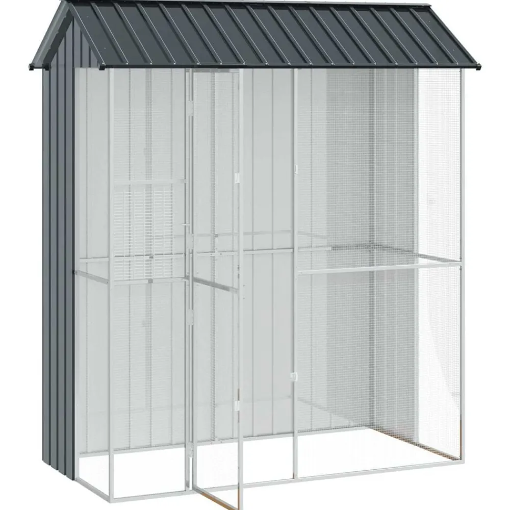 Huisdierbenodigdheden*vidaXL Vogelkooi 215 x 110 x 247 cm Gegalvaniseerd staal Antraciet