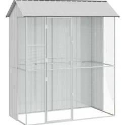 Huisdierbenodigdheden*vidaXL Vogelkooi 215 x 110 x 247 cm Gegalvaniseerd staal Grijs