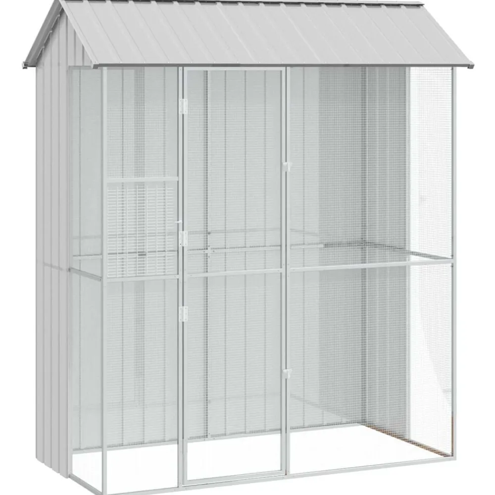 Huisdierbenodigdheden*vidaXL Vogelkooi 215 x 110 x 247 cm Gegalvaniseerd staal Grijs
