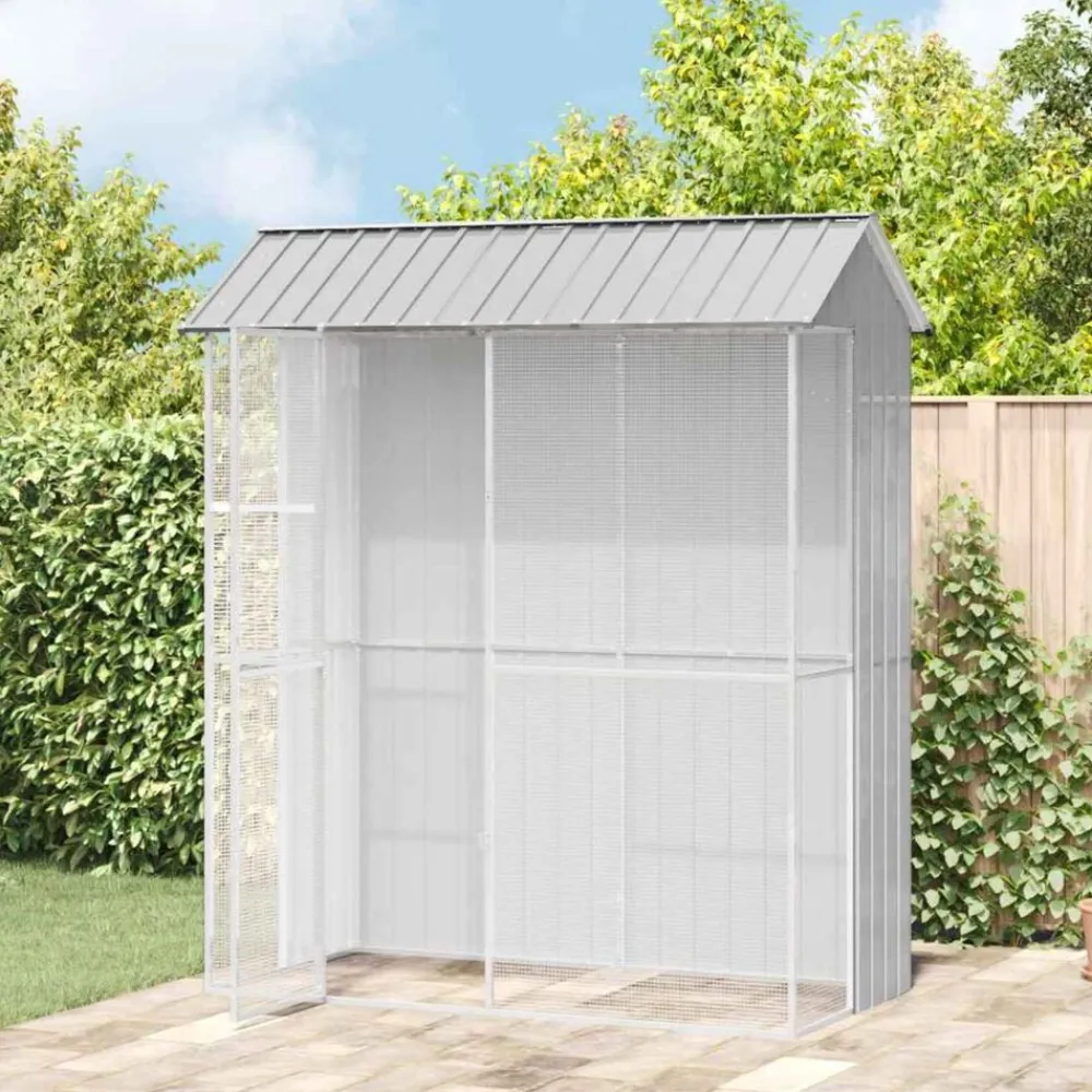 Huisdierbenodigdheden*vidaXL Vogelkooi 215 x 110 x 247 cm Gegalvaniseerd staal Grijs