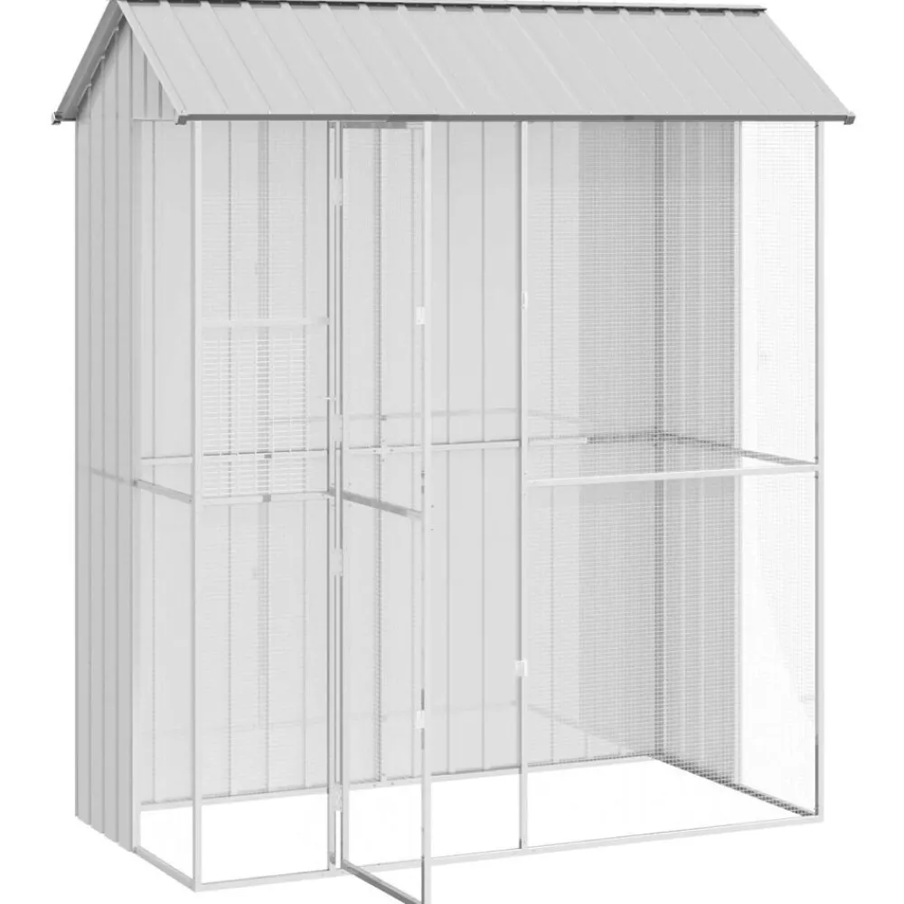Huisdierbenodigdheden*vidaXL Vogelkooi 215 x 110 x 247 cm Gegalvaniseerd staal Grijs