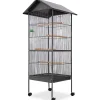 Vogelkooi met dak staal zwart 66x66x155 cm>vidaXL