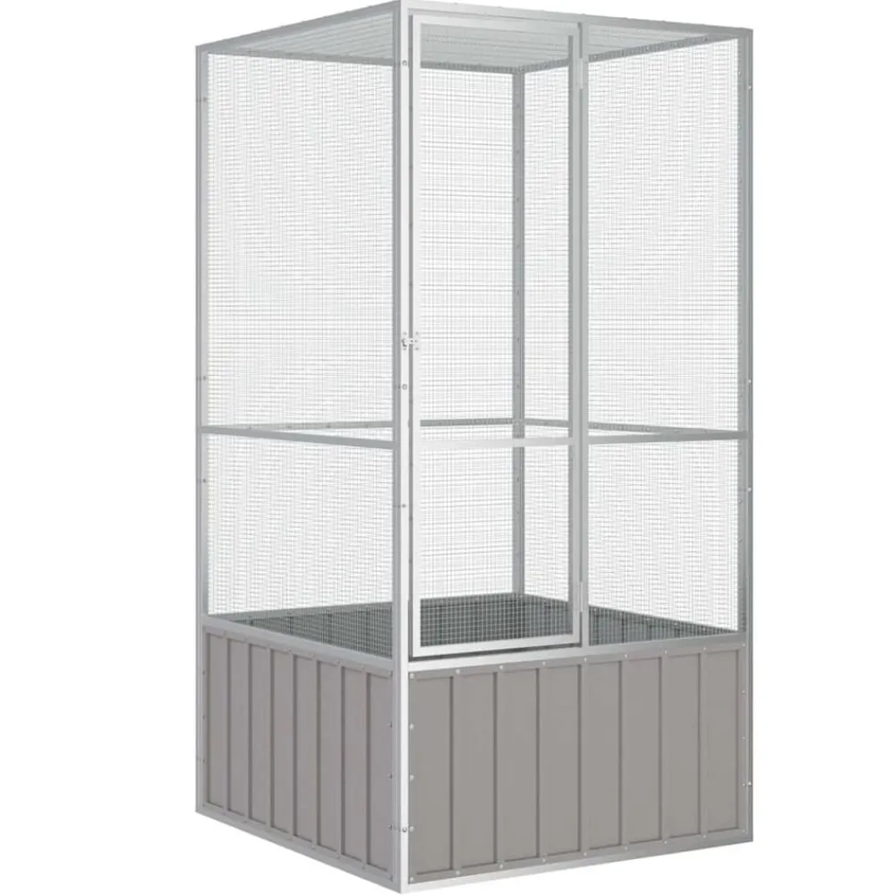 Huisdierbenodigdheden*vidaXL Vogelkooi 111x107x211,5 cm gegalvaniseerd staal Grijs