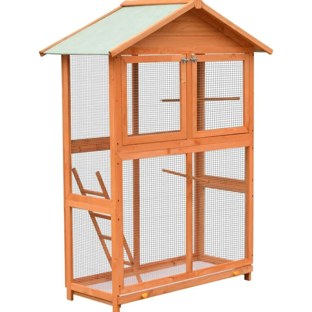 Vogelkooi 125,5x59,5x164 cm massief grenen- en vurenhout>vidaXL Hot