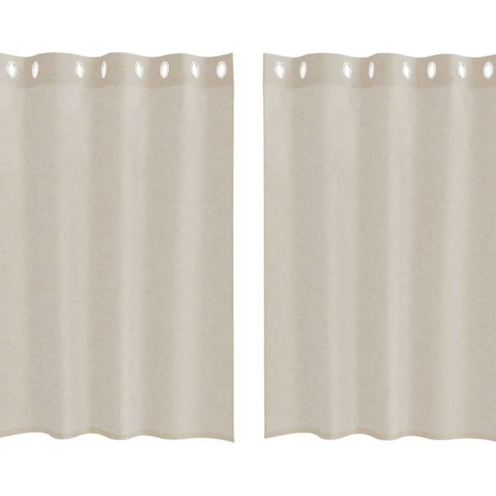 Woon- & Tuinaccessoires*vidaXL Voile Gordijn met gordijnen 2 pcs 140 x 140 cm Polyester Zand