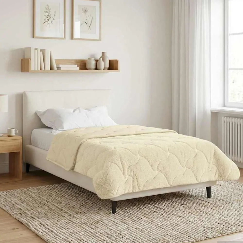 Vol jaar dekbed Crème 140 x 200 cm Microfiber en Teddy fleece>vidaXL Best