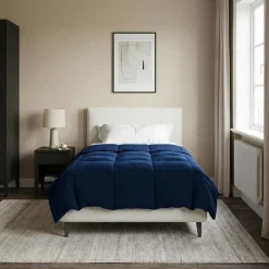 Linnengoed*vidaXL Vol jaar dekbed Gekwilt 135 x 200 cm Microfiber Donkerblauw