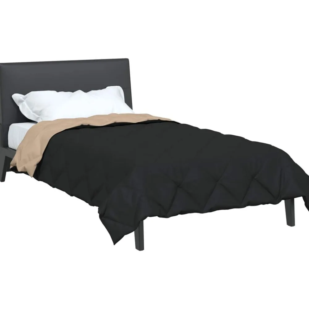 Linnengoed*vidaXL Vol jaar dekbed 135 x 200 cm Microfiber Zwart en taupe