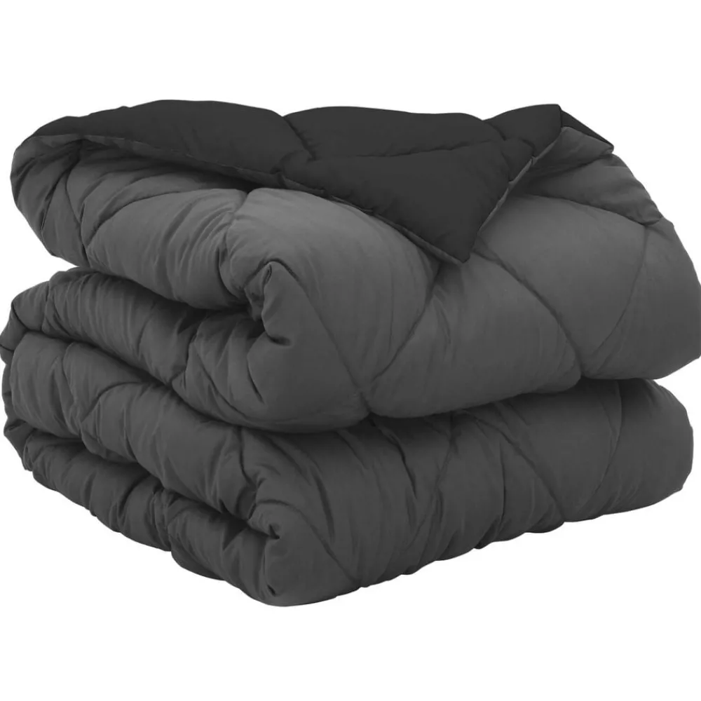 Vol jaar dekbed Zwart en Anthraciet 135 x 200 cm Microfiber>vidaXL Hot