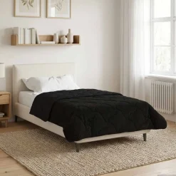 Linnengoed*vidaXL Vol jaar dekbed 135 x 200 cm Microfiber en Teddy fleece Zwart