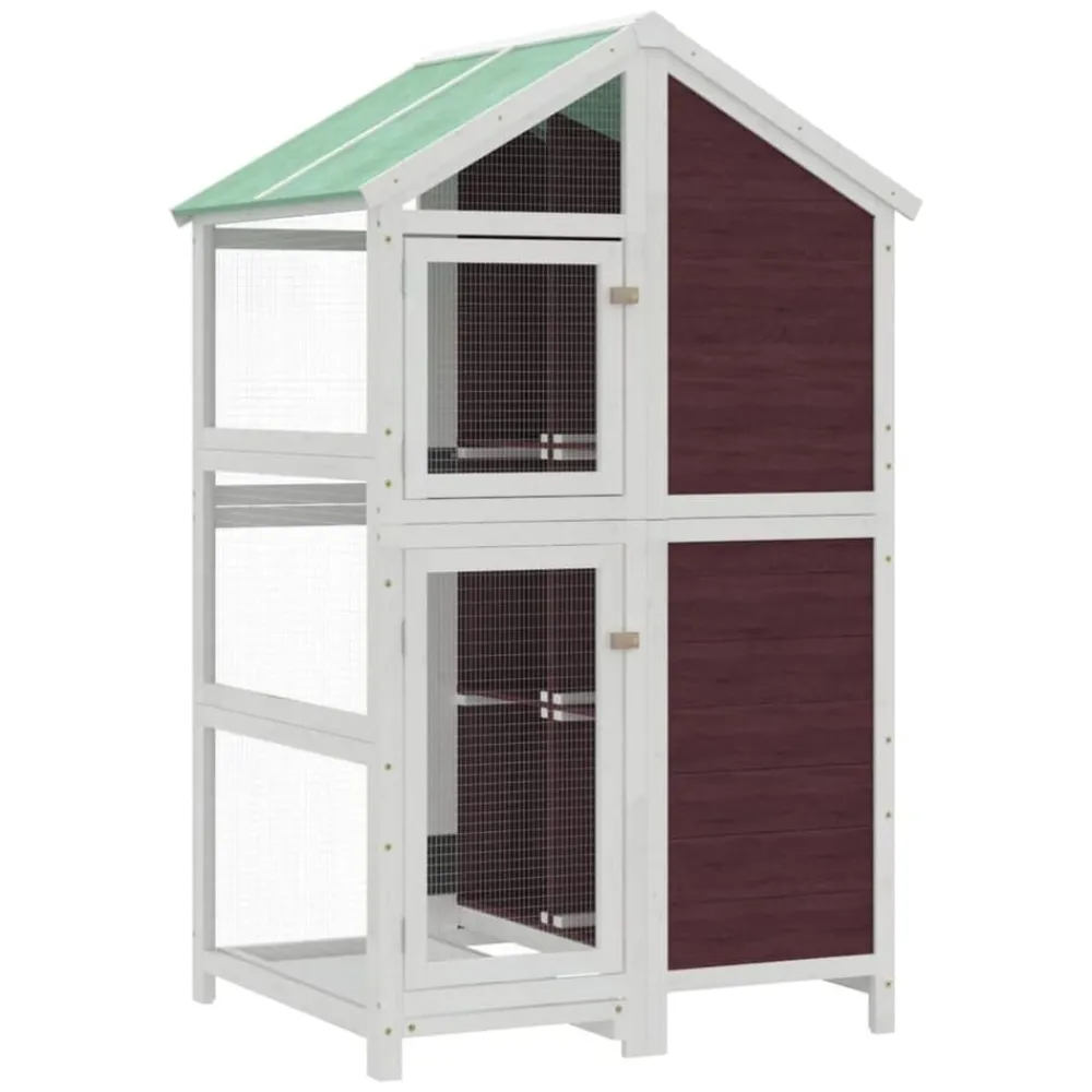 Huisdierbenodigdheden*vidaXL Volière 97x81x152 cm massief grenenhout kleurig Mokka