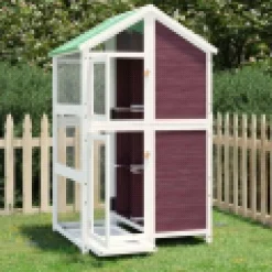 Huisdierbenodigdheden*vidaXL Volière 97x81x152 cm massief grenenhout kleurig Mokka