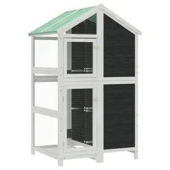 Huisdierbenodigdheden*vidaXL Volière 97x81x152 cm massief grenenhout Grijs