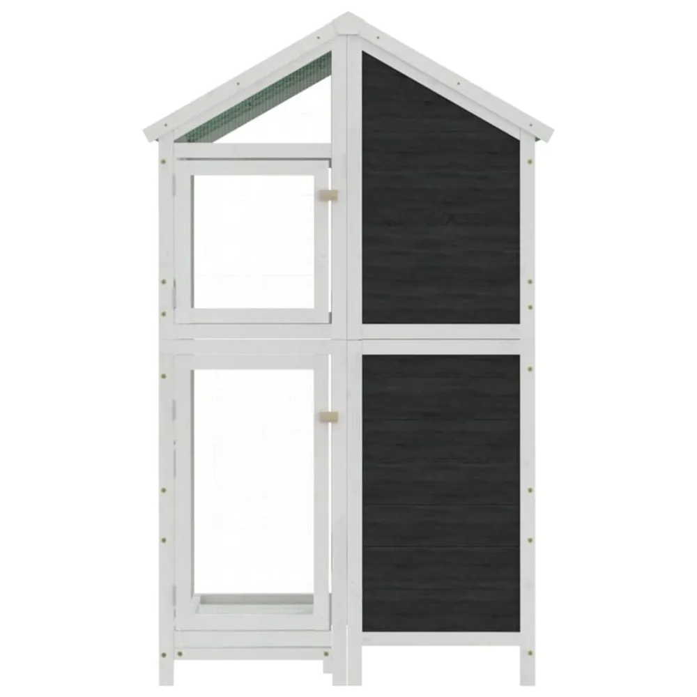 Huisdierbenodigdheden*vidaXL Volière 97x81x152 cm massief grenenhout Grijs