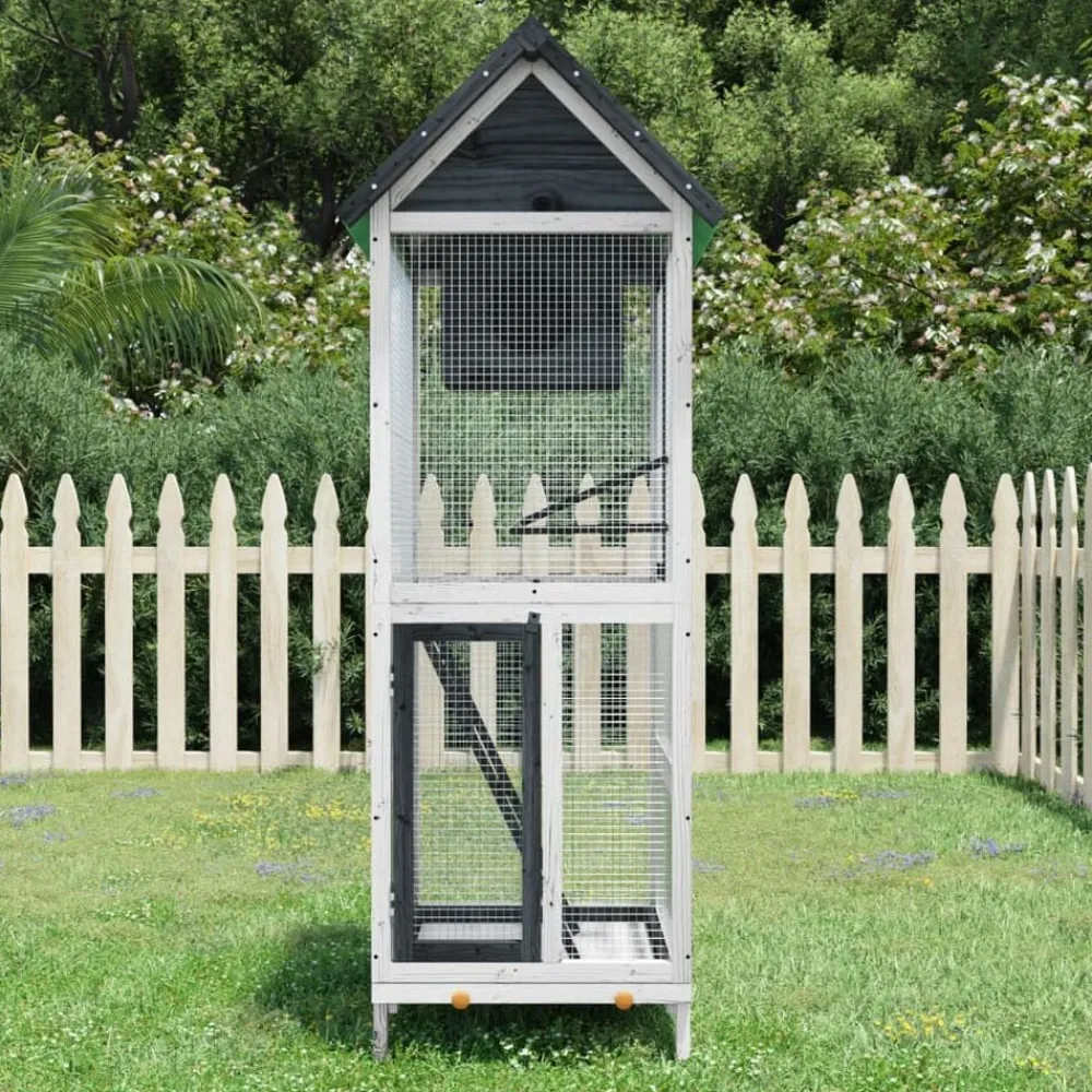 Huisdierbenodigdheden*vidaXL Volière 60x58,5x160 cm massief grenenhout Grijs
