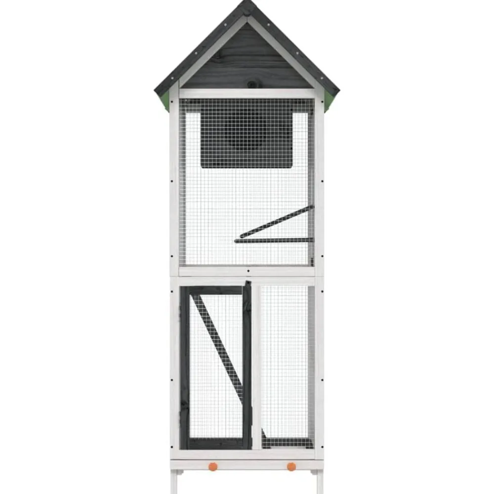 Huisdierbenodigdheden*vidaXL Volière 60x58,5x160 cm massief grenenhout Grijs