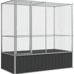 Huisdierbenodigdheden*vidaXL Volière 210,5x107x212 m staal zilverkleurig