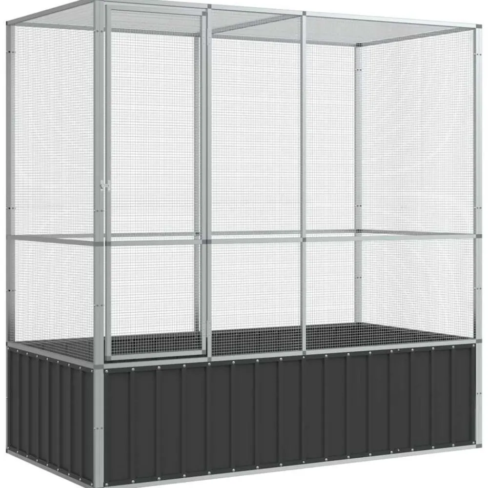 Huisdierbenodigdheden*vidaXL Volière 210,5x107x212 m staal zilverkleurig
