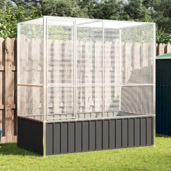 Huisdierbenodigdheden*vidaXL Volière 210,5x107x212 m staal zilverkleurig
