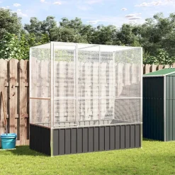 Huisdierbenodigdheden*vidaXL Volière 210,5x107x212 m staal zilverkleurig