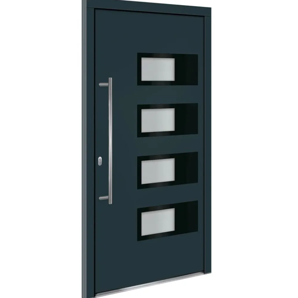 Voordeur 100x200 cm aluminium en PVC kleurig>vidaXL Hot