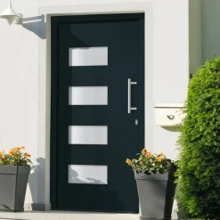 Bouwmaterialen*vidaXL Voordeur 100x200 cm aluminium en PVC Antraciet