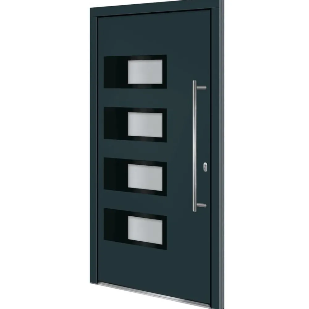 Bouwmaterialen*vidaXL Voordeur 100x200 cm aluminium en PVC kleurig Antraciet