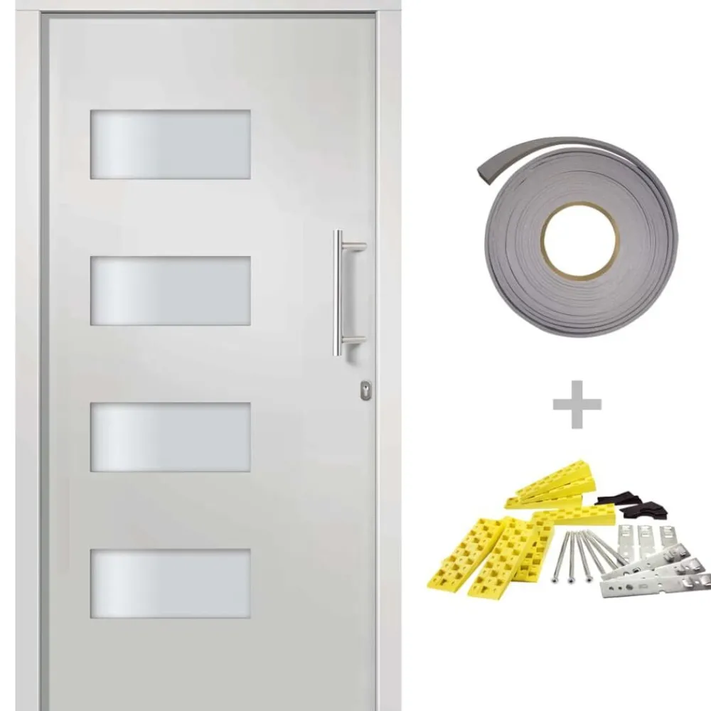 Voordeur 100x200 cm aluminium en PVC>vidaXL Sale
