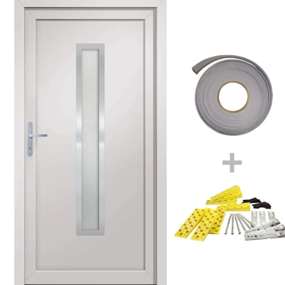 Bouwmaterialen*vidaXL Voordeur 88x200 cm PVC wit Witte buitenkant / witte binnenkant