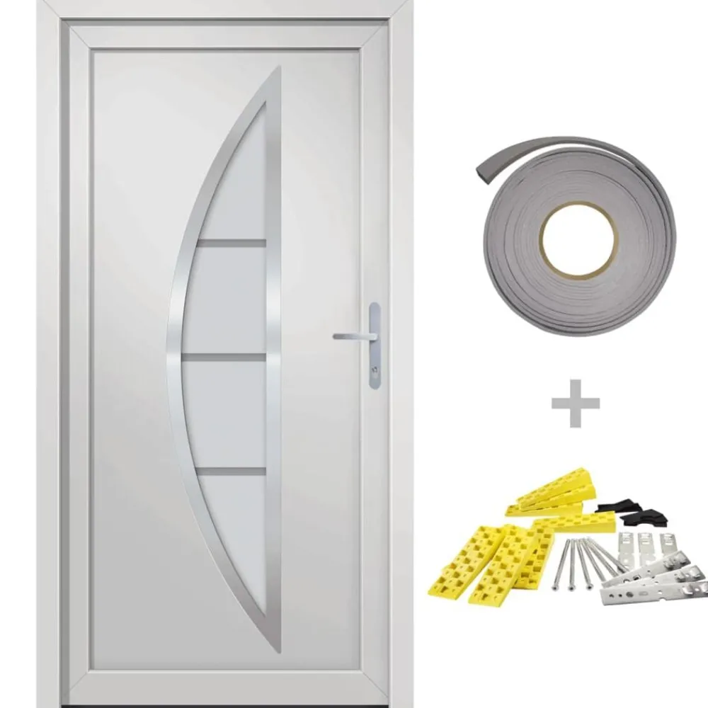 Bouwmaterialen*vidaXL Voordeur 88x200 cm PVC wit Witte buitenkant / witte binnenkant