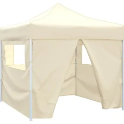Tuin & Gazon*vidaXL Vouwtent met 4 zijwanden 3x3 m crème Cr&egrave;me