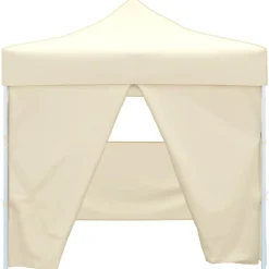 Tuin & Gazon*vidaXL Vouwtent met 4 zijwanden 3x3 m crème Cr&egrave;me