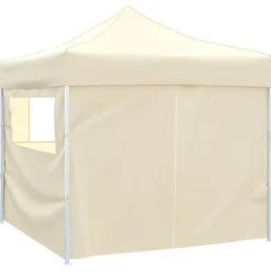 Tuin & Gazon*vidaXL Vouwtent met 4 zijwanden 3x3 m crème Cr&egrave;me