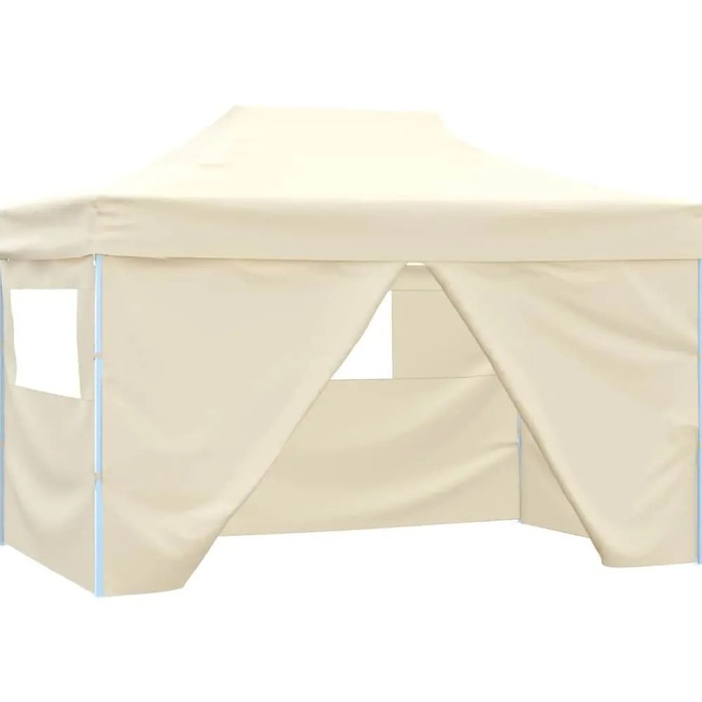 Tuin & Gazon*vidaXL Vouwtent pop-up met 4 zijwanden 3x4,5 m crèmewit Crème